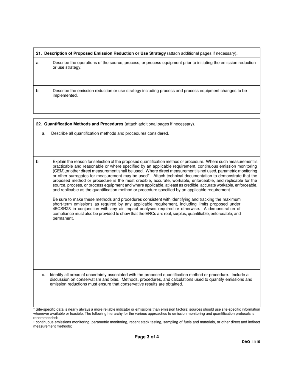 Application to Use a New or Alternate Quantification Protocol - West Virginia, Page 3