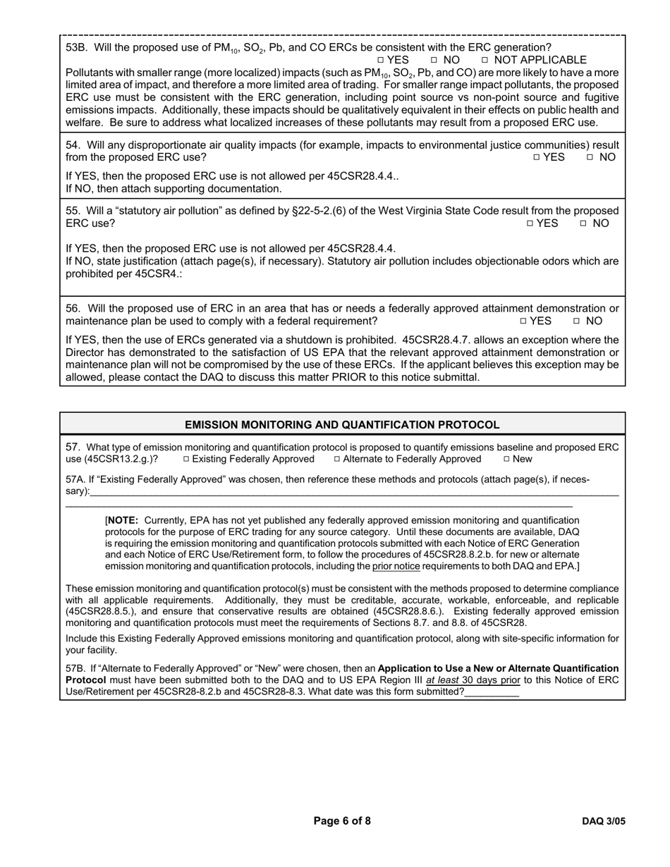 Notice of Emission Reduction Credit Use or Retirement - West Virginia, Page 6