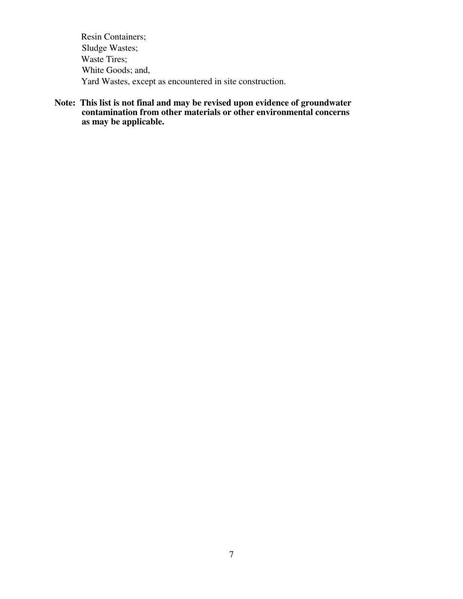 Sample Groundwater Protection Plan for Noncommercial Construction / Demolition Solid Waste Facility - Class D General Permit - West Virginia, Page 7