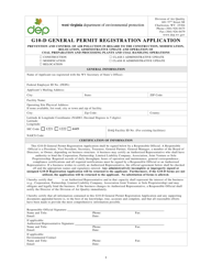 G10-d General Permit Registration Application - West Virginia