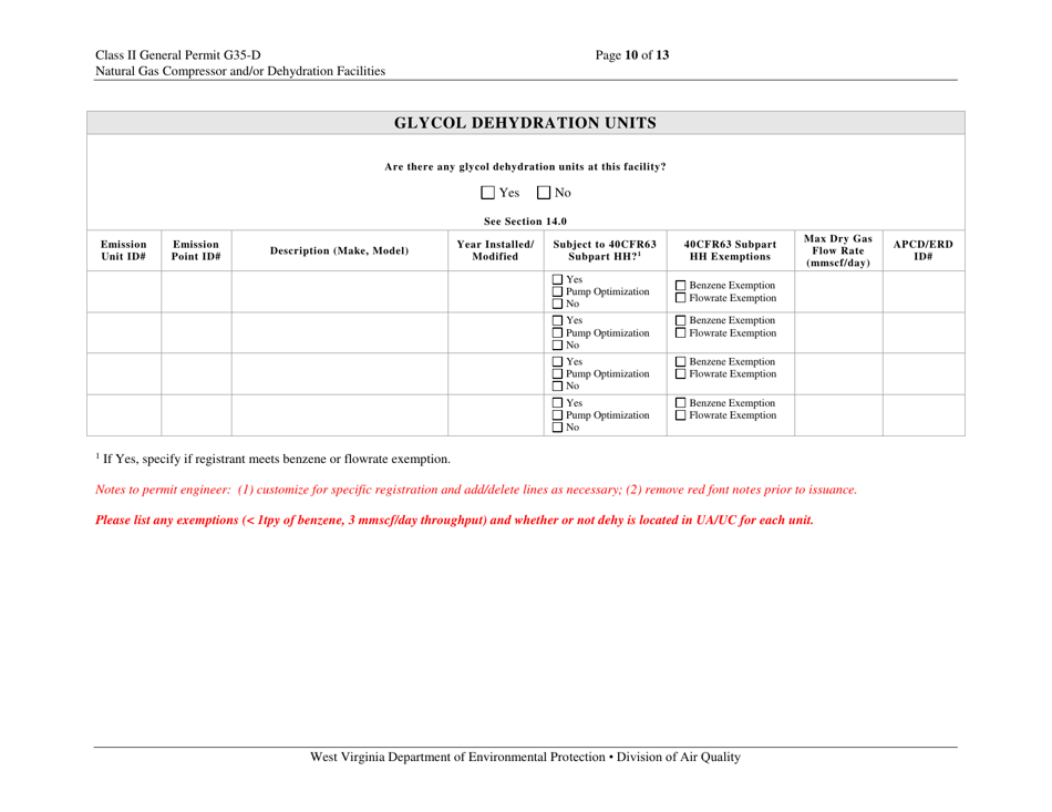 Class II General Permit G35-d Registration - West Virginia, Page 10