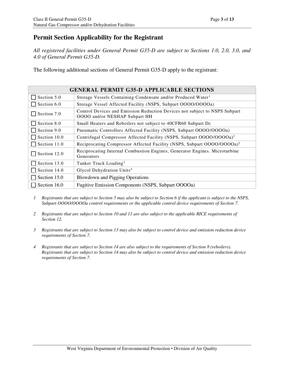 Class II General Permit G35-d Registration - West Virginia, Page 3