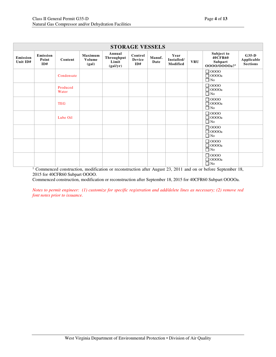 Class II General Permit G35-d Registration - West Virginia, Page 4