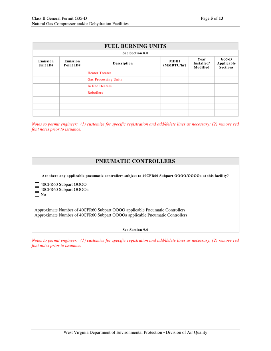 Class II General Permit G35-d Registration - West Virginia, Page 5