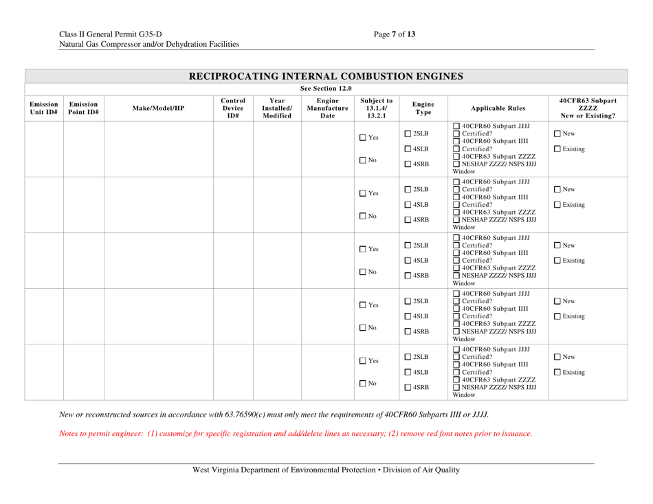 Class II General Permit G35-d Registration - West Virginia, Page 7