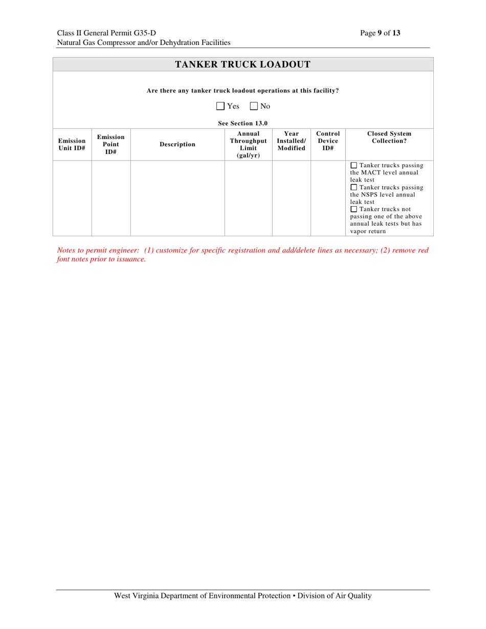 Class II General Permit G35-d Registration - West Virginia, Page 9