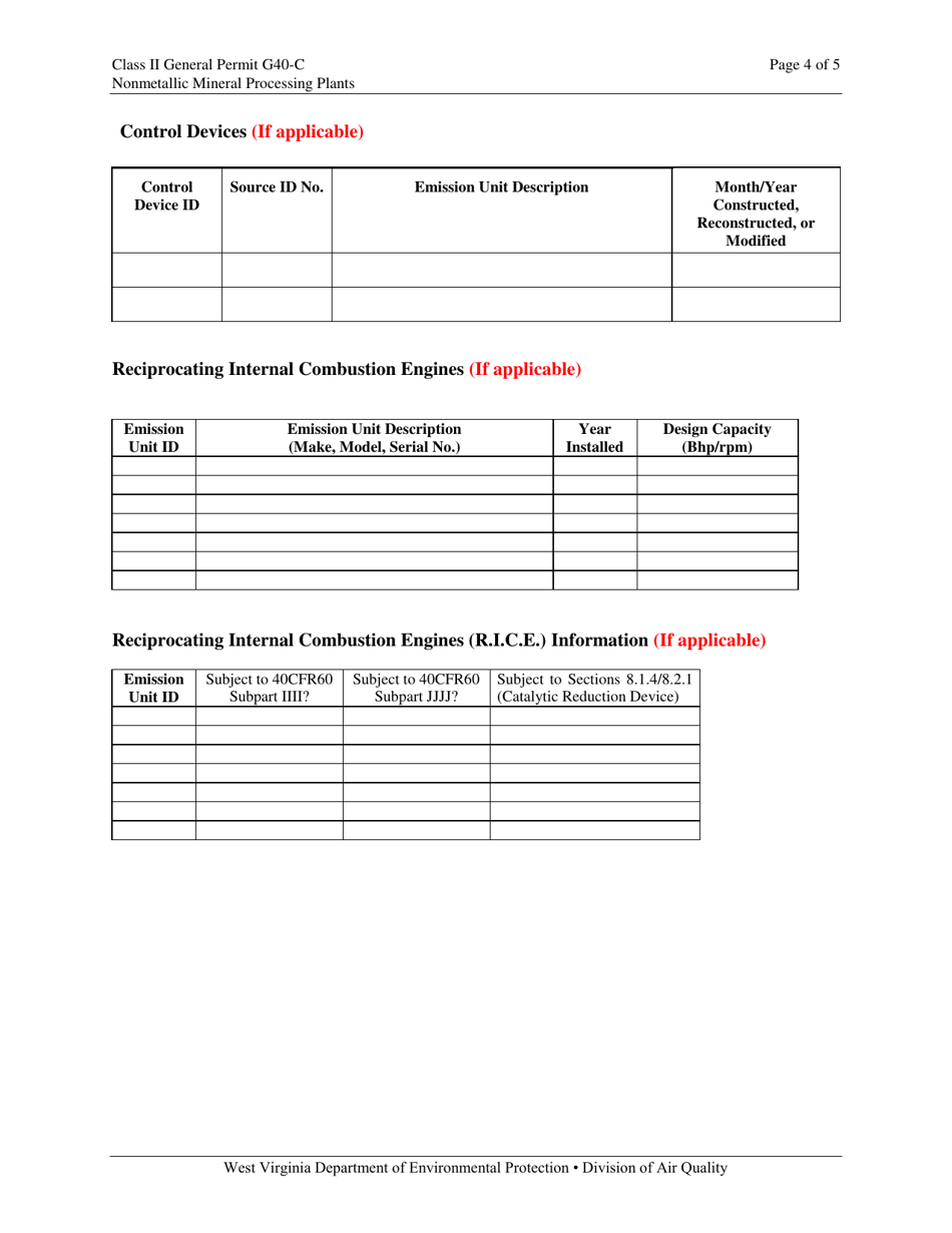 Class II General Permit G40-c Registration - West Virginia, Page 4