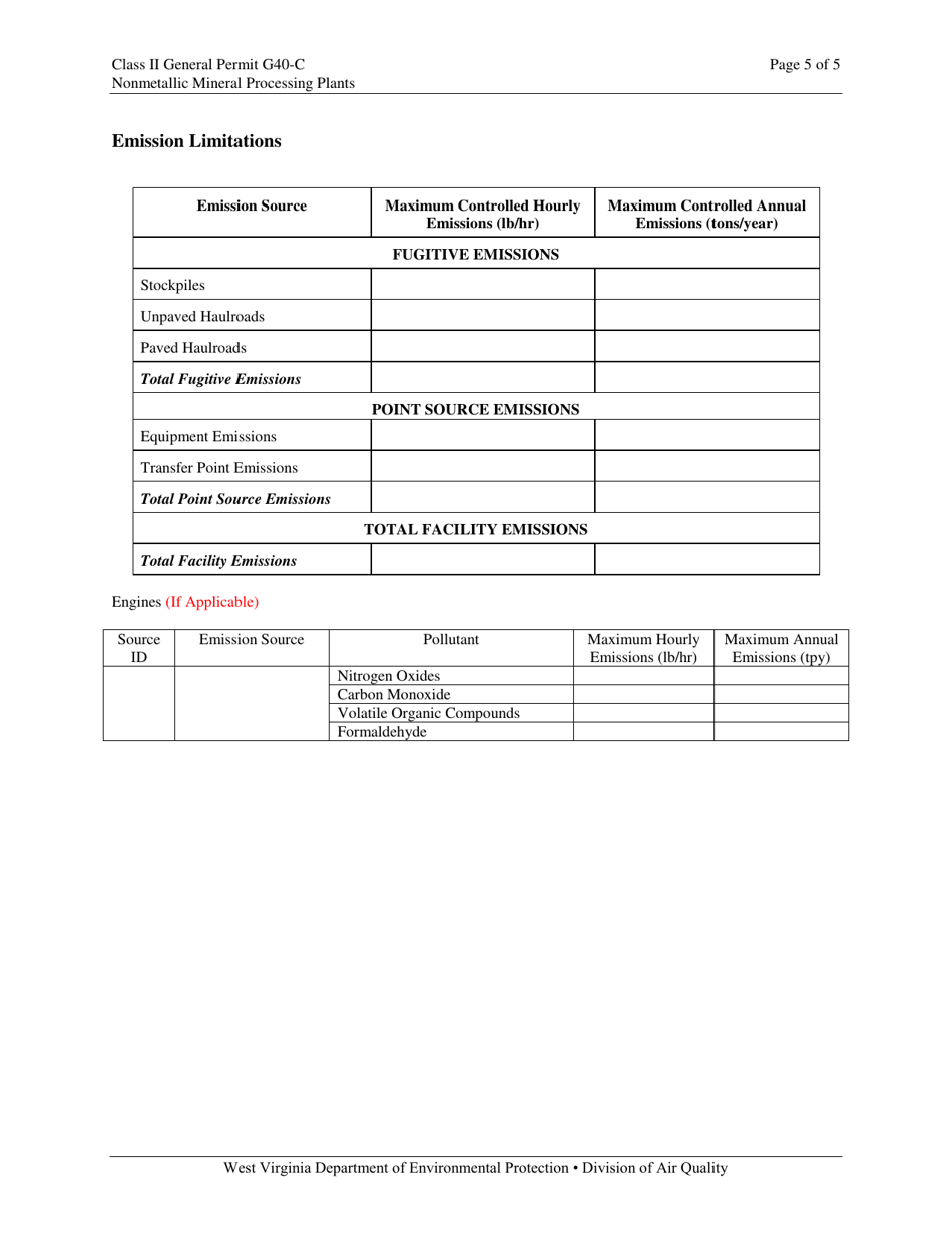 Class II General Permit G40-c Registration - West Virginia, Page 5