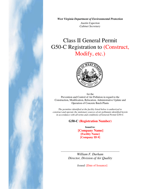 Class II General Permit G50-c Registration - West Virginia Download Pdf