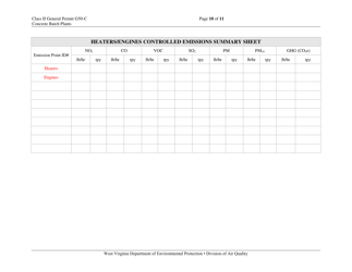 Class II General Permit G50-c Registration - West Virginia, Page 10