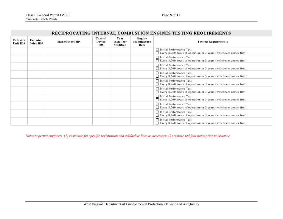 Class II General Permit G50-c Registration - West Virginia, Page 8