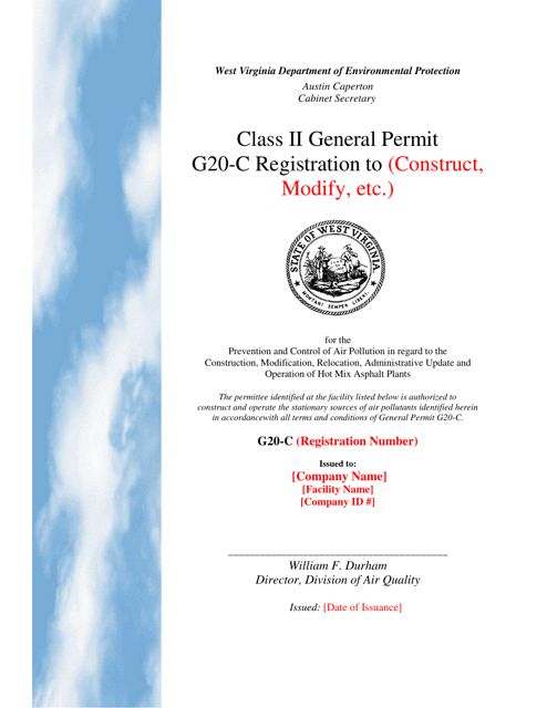 Class II General Permit G20-c Registration - West Virginia Download Pdf