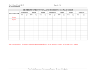 Class II General Permit G20-c Registration - West Virginia, Page 12