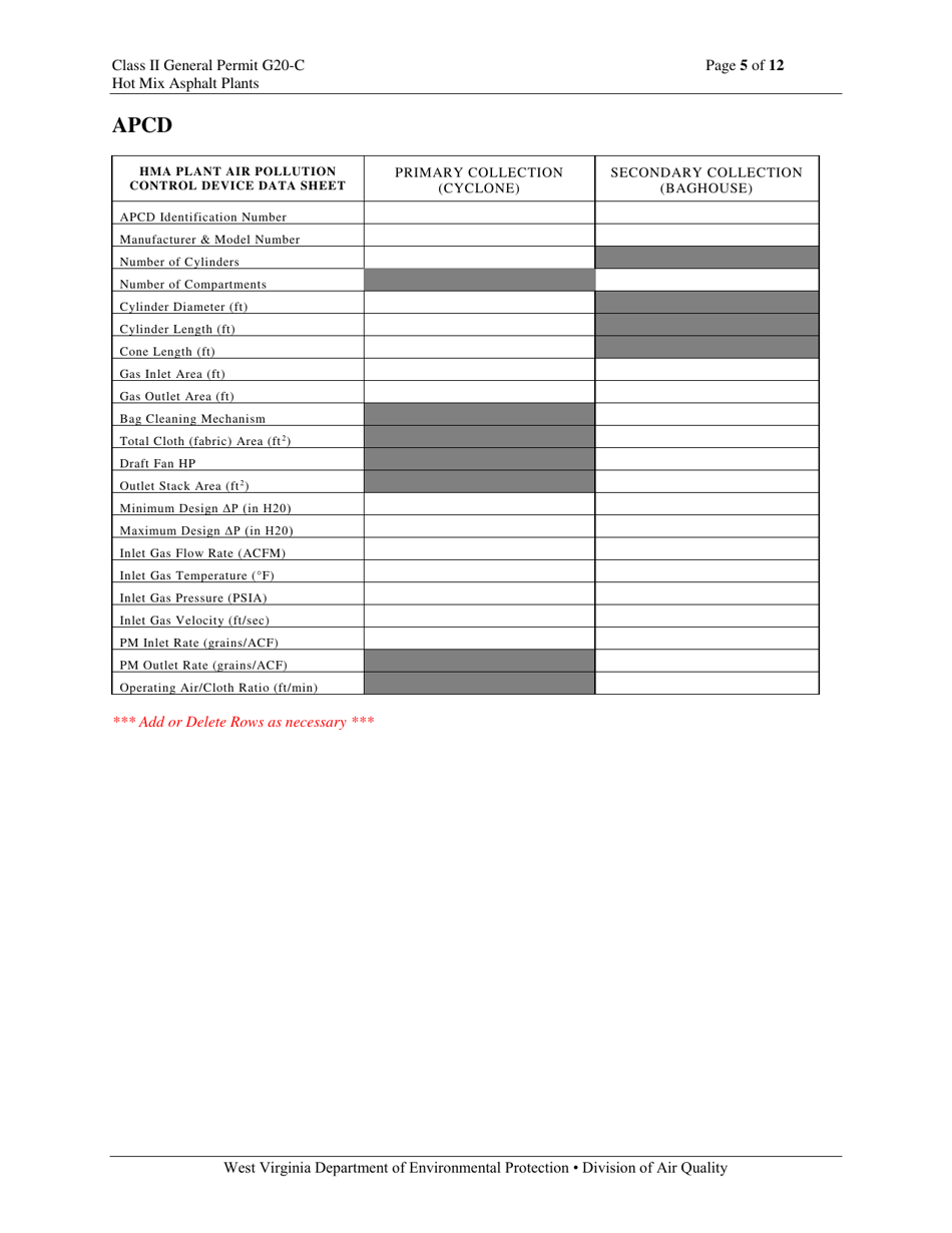 Class II General Permit G20-c Registration - West Virginia, Page 5