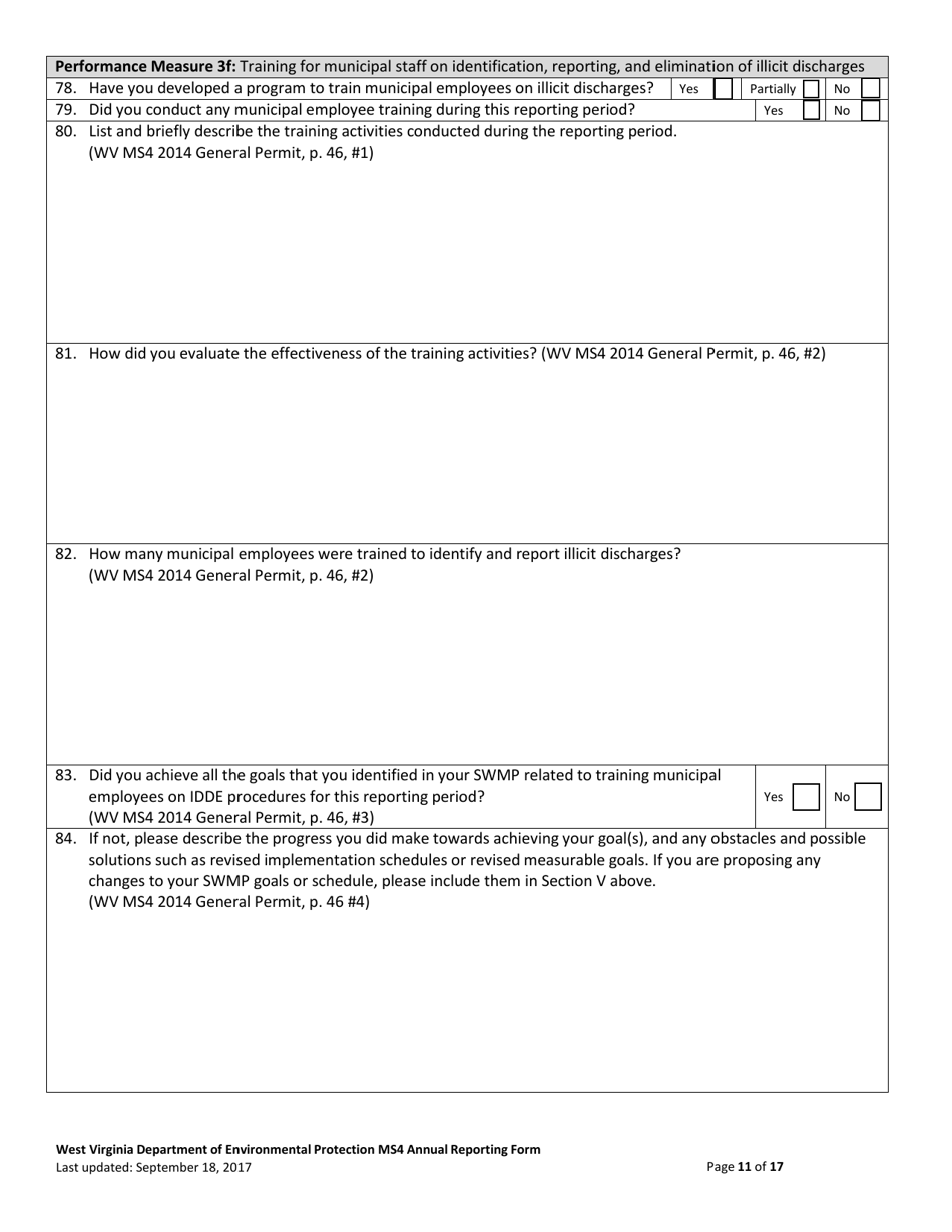 Ms4 Annual Report Form - West Virginia, Page 11