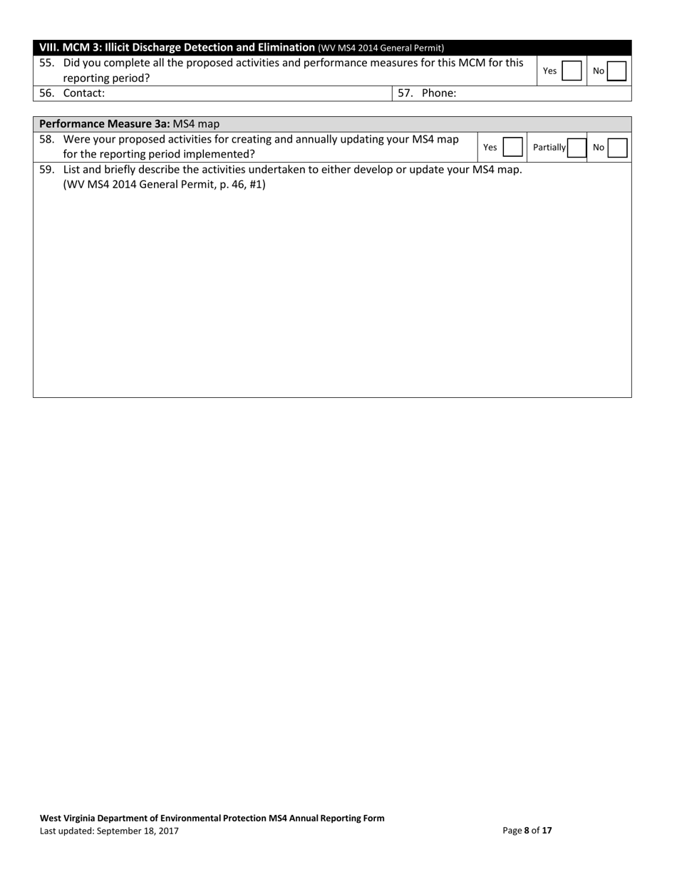 Ms4 Annual Report Form - West Virginia, Page 8