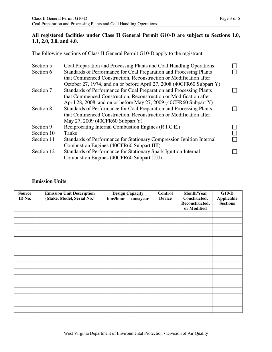 Class II General Permit G10-d Registration - West Virginia, Page 3