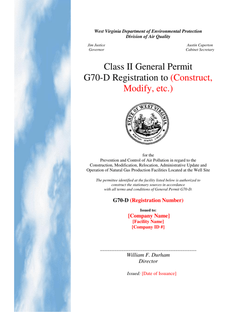 Class II General Permit G70-d Registration - West Virginia Download Pdf
