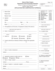 Document preview: Form DS-1 Application for a Certificate of Approval - West Virginia