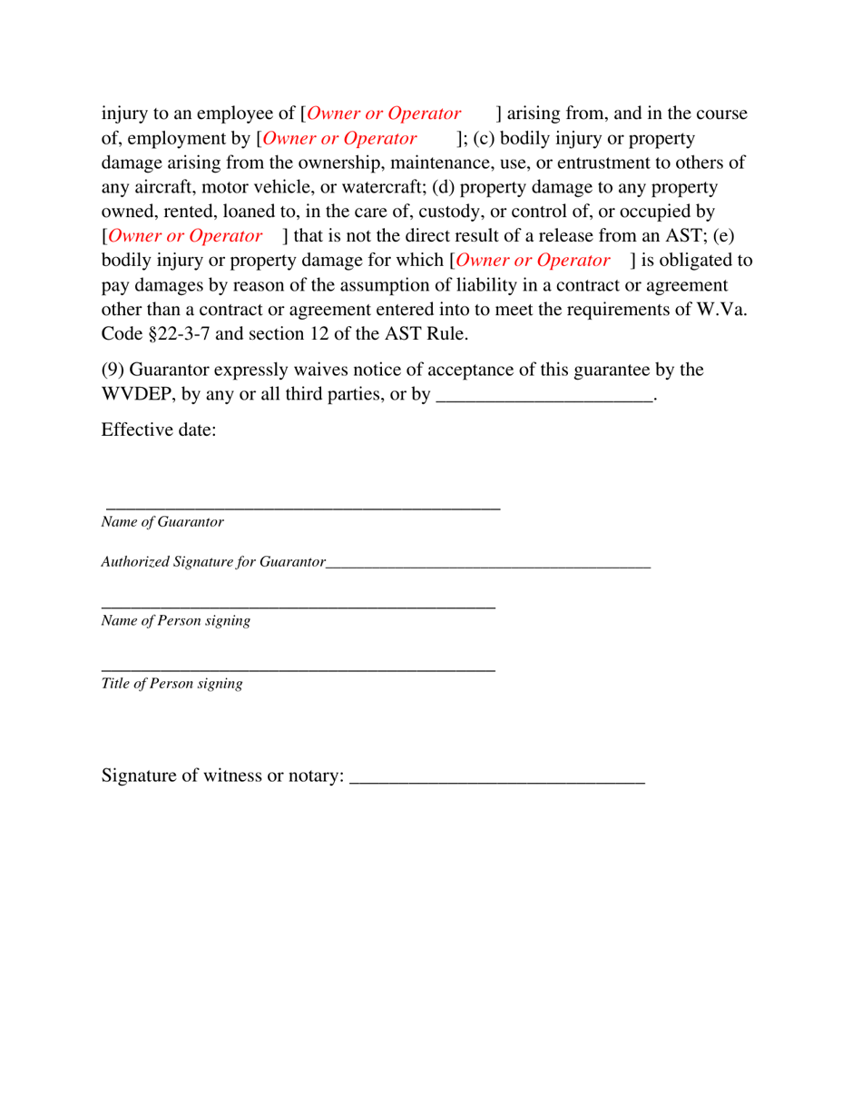 Instructions for Form AST FR-4 Guarantee - West Virginia, Page 4