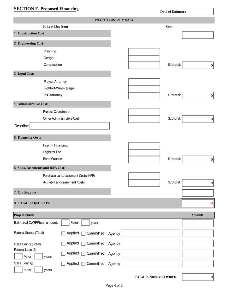 Project Priority List Application - Clean Water State Revolving Fund - West Virginia, Page 4