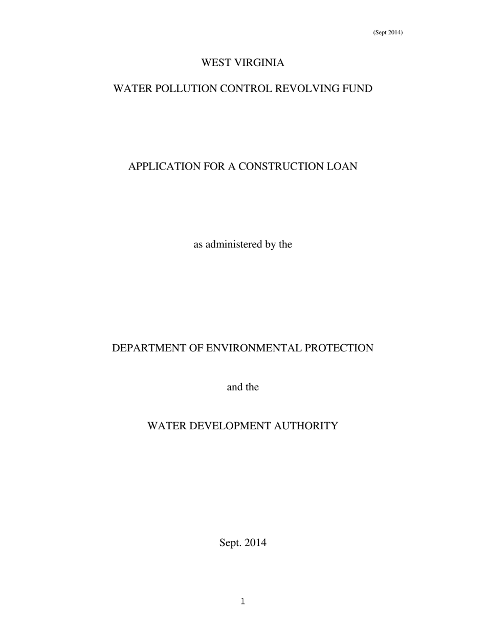 Application for a Construction Loan - West Virginia, Page 1