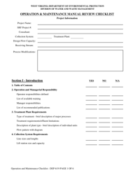 Document preview: Operation and Maintenance Manual Review Checklist - West Virginia