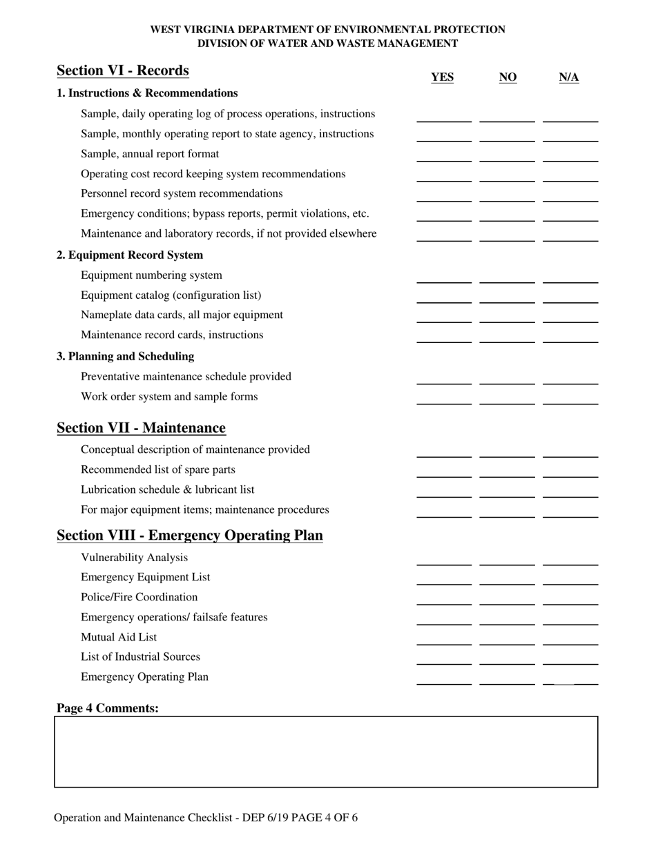 Operation and Maintenance Manual Review Checklist - West Virginia, Page 4