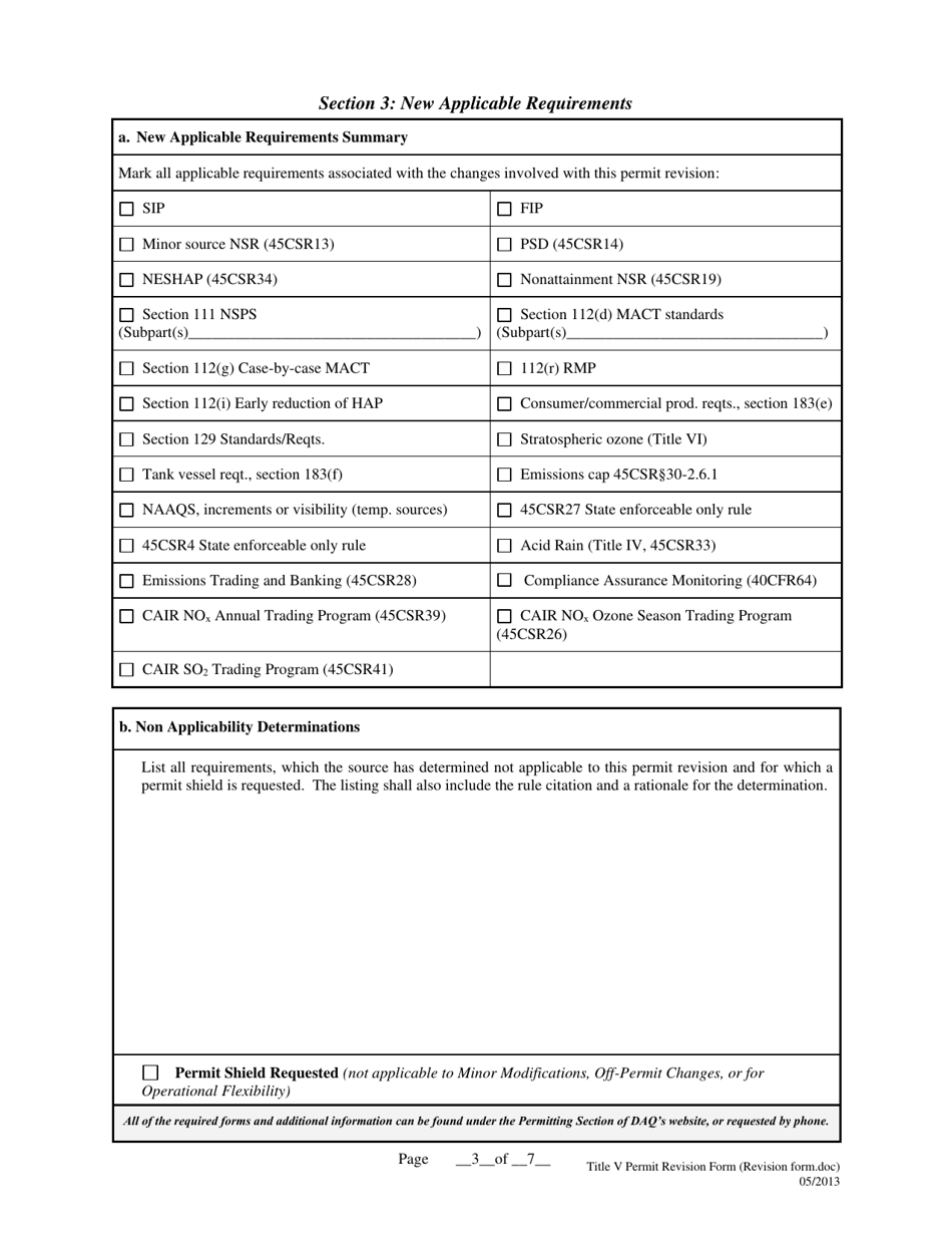 Title V Permit Revision Application - West Virginia, Page 3