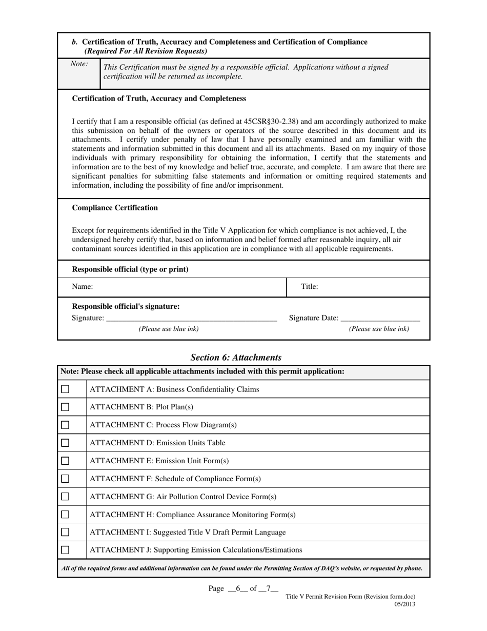 Title V Permit Revision Application - West Virginia, Page 6