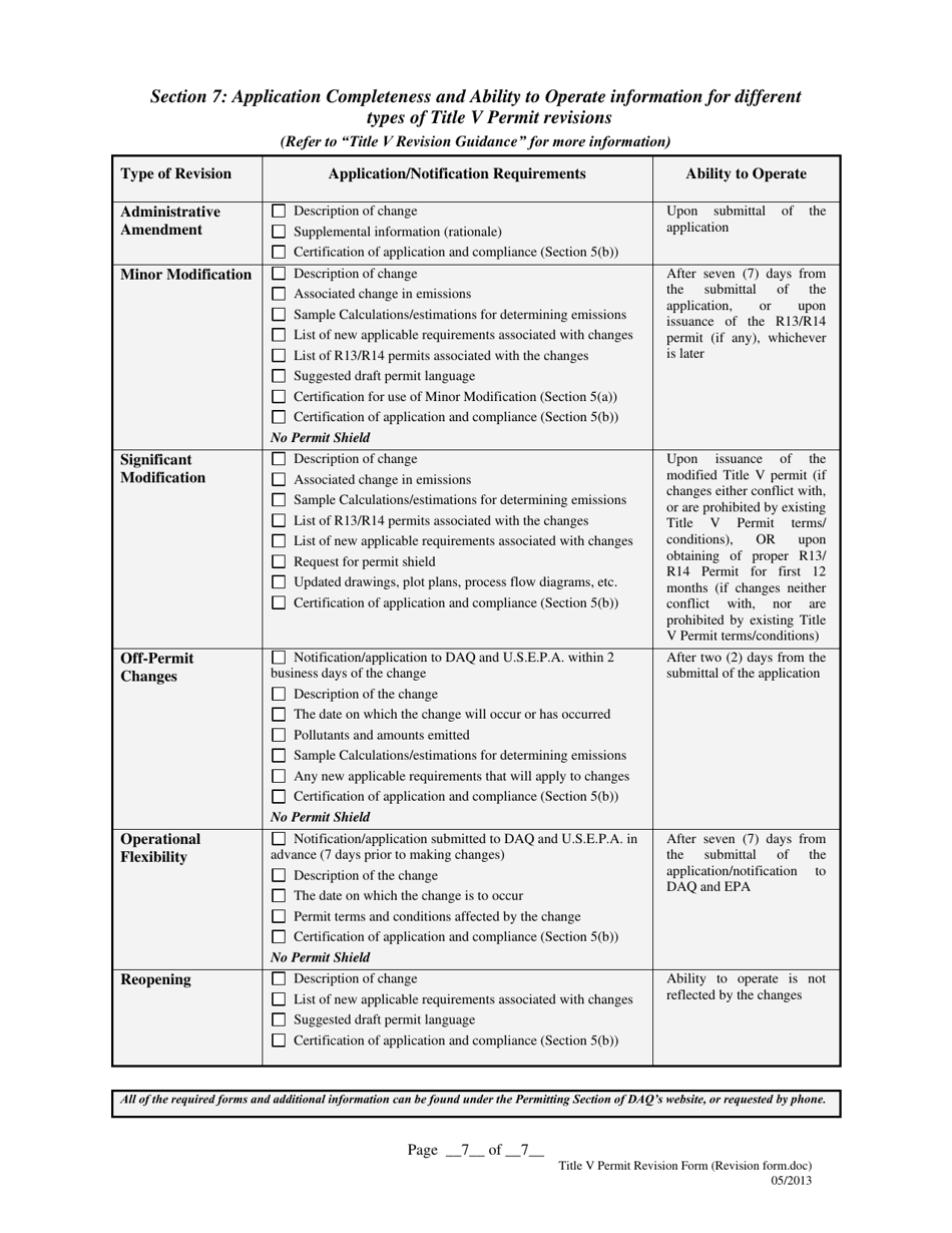 Title V Permit Revision Application - West Virginia, Page 7