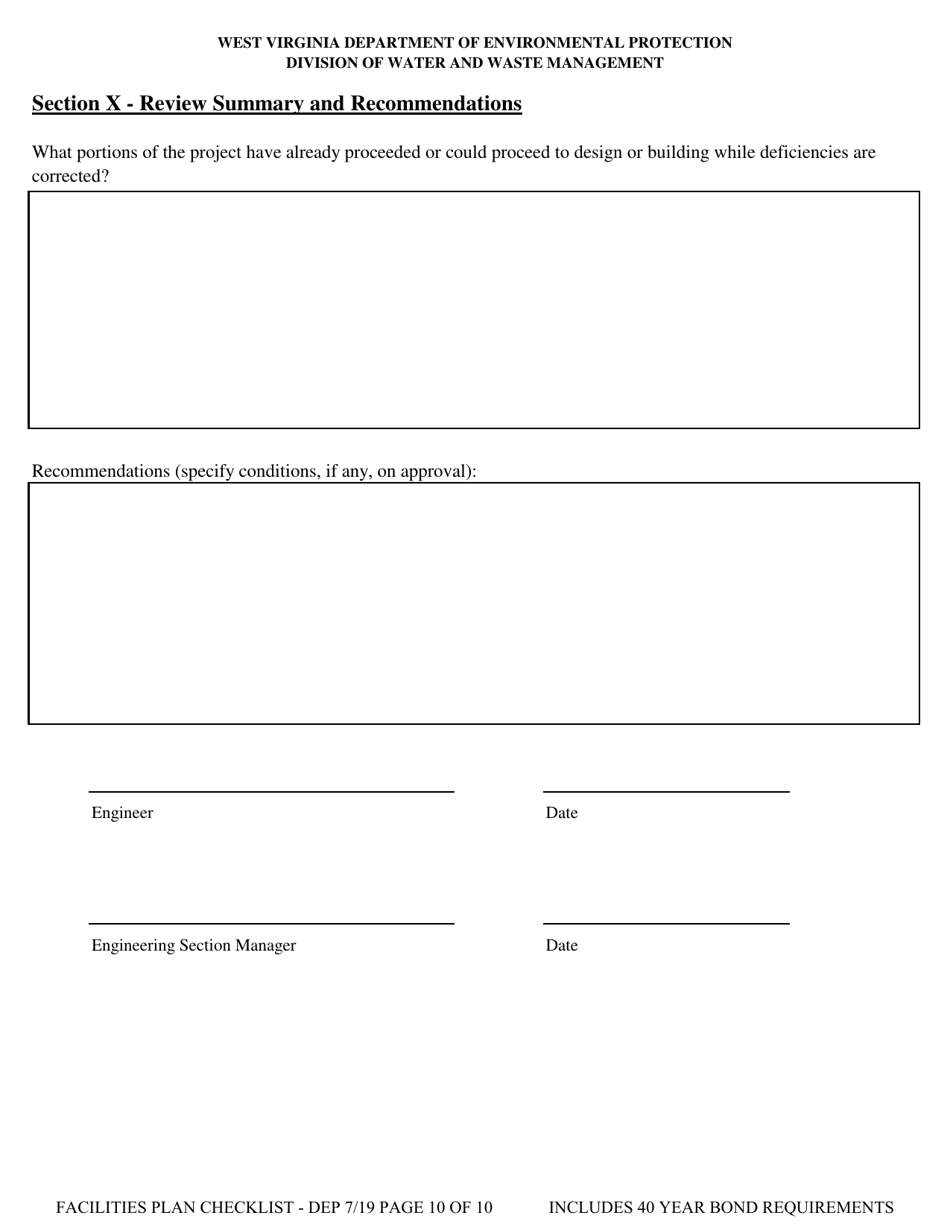Facilities Plan Checklist - West Virginia, Page 10