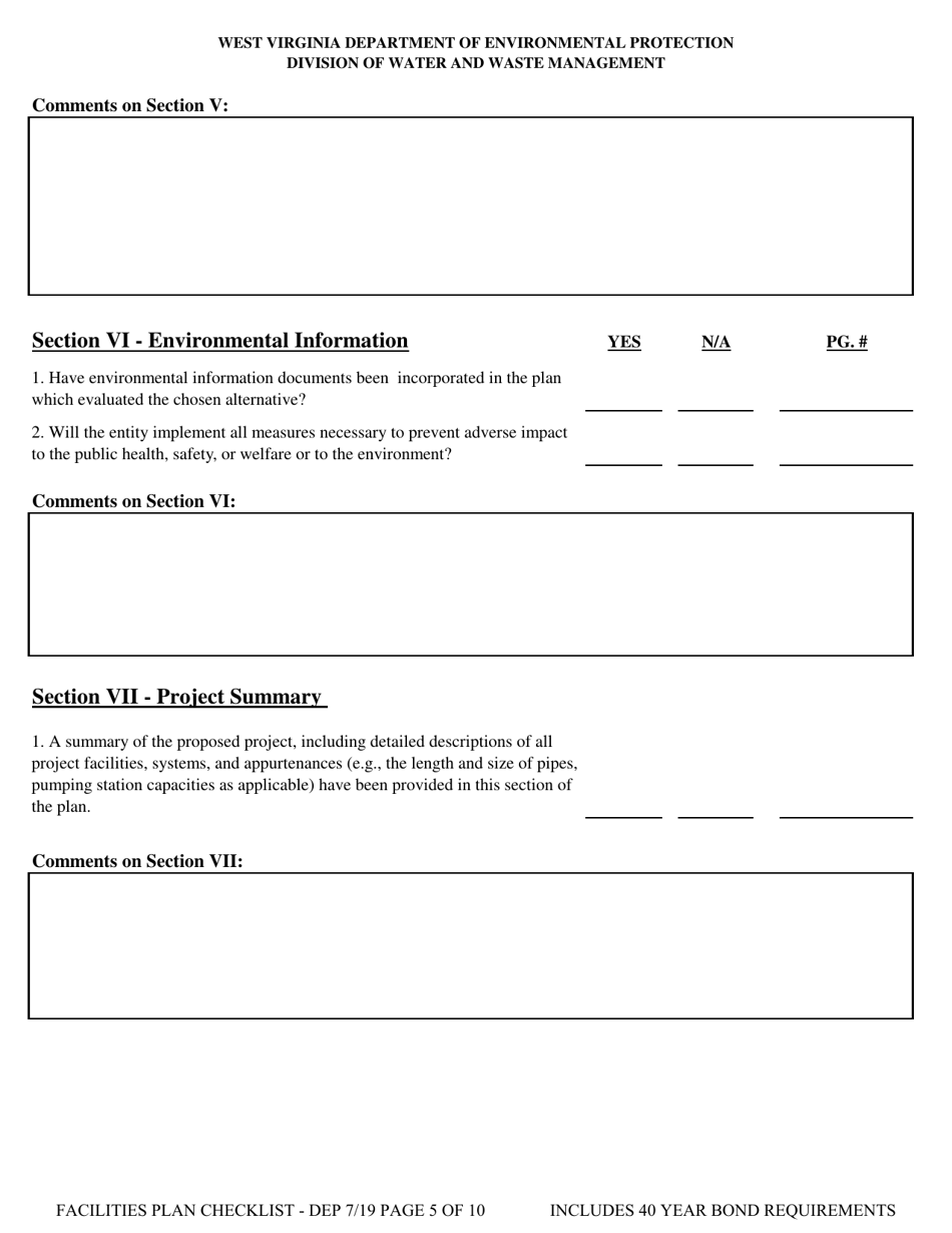 Facilities Plan Checklist - West Virginia, Page 5