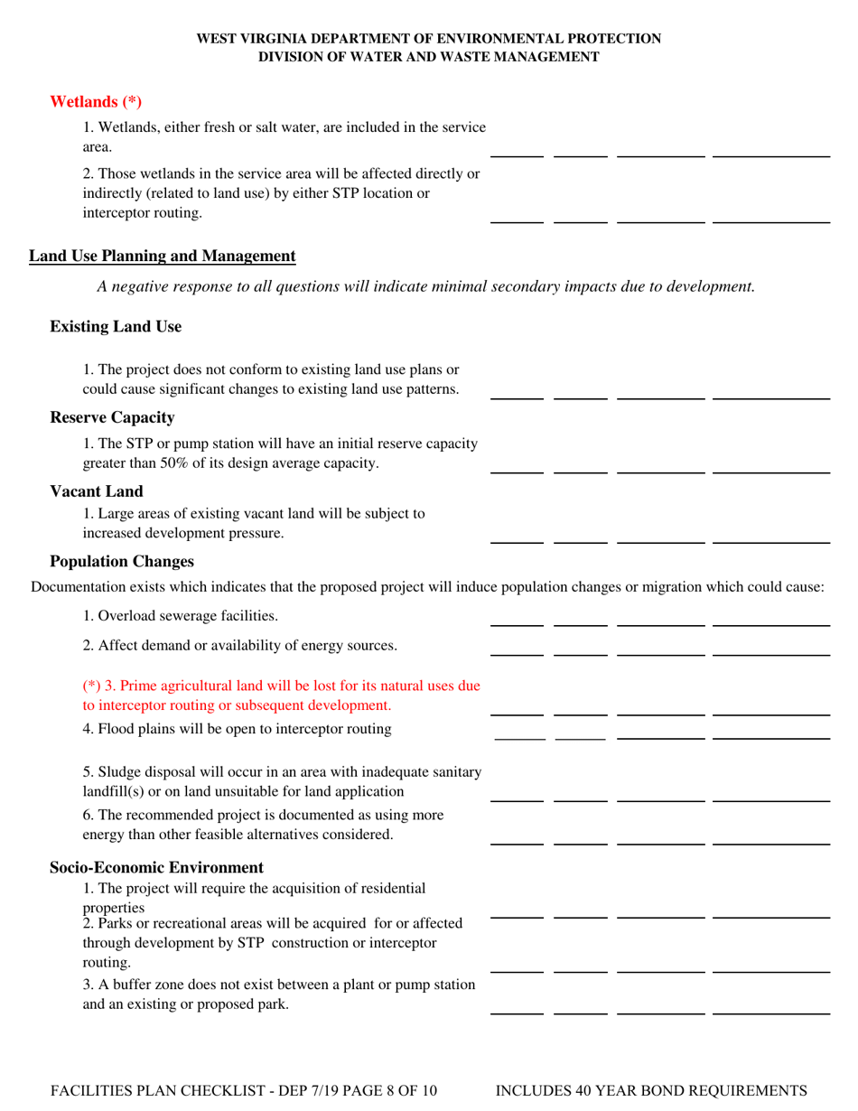 Facilities Plan Checklist - West Virginia, Page 8