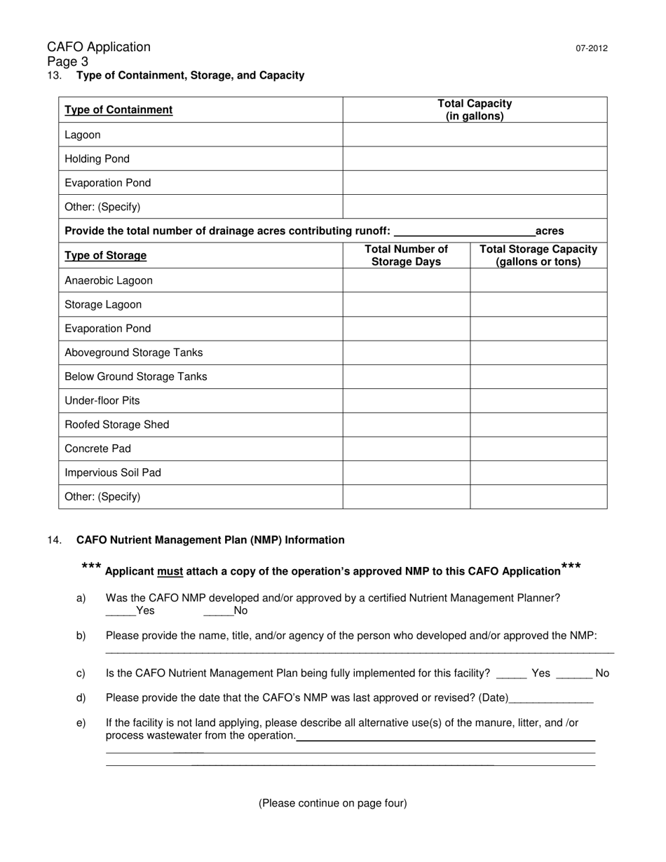 Concentrated Animal Feeding Operation (Cafo) Application - West Virginia, Page 3