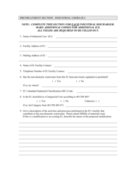 Industrial Pretreatment User Survey Form - West Virginia, Page 2