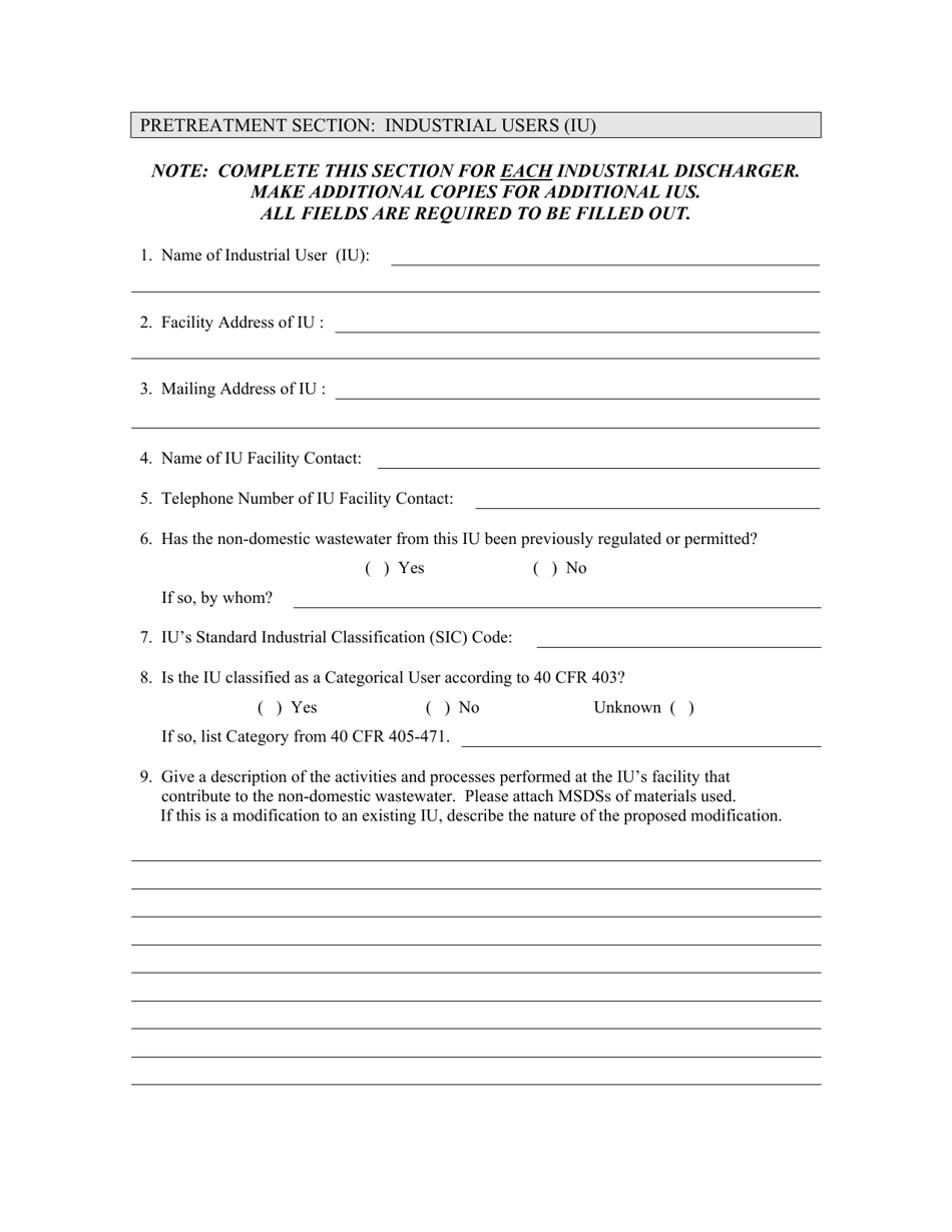 West Virginia Industrial Pretreatment User Survey Form - Fill Out, Sign ...