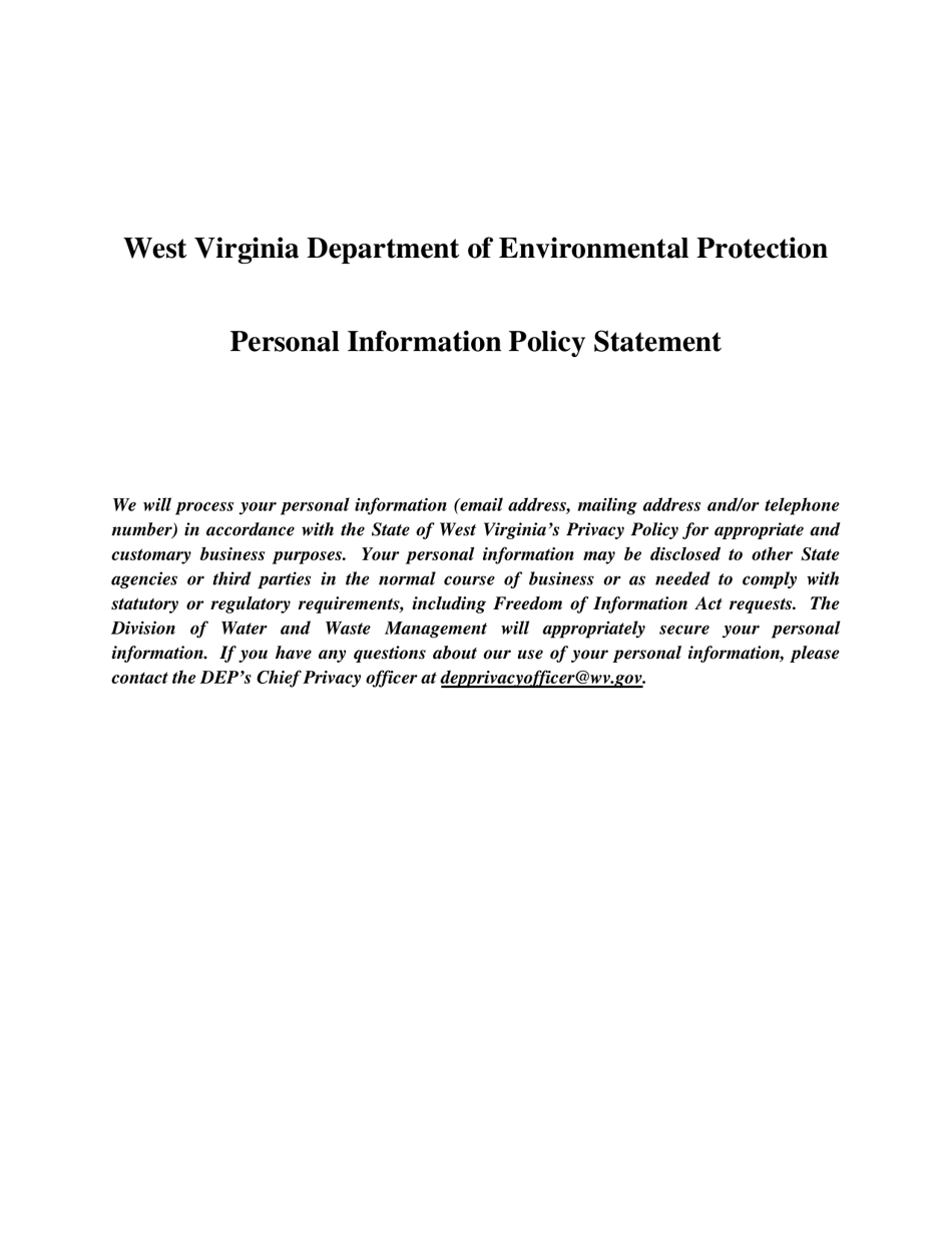 Form SJ Npdes Sewage Application for Permits - West Virginia, Page 1