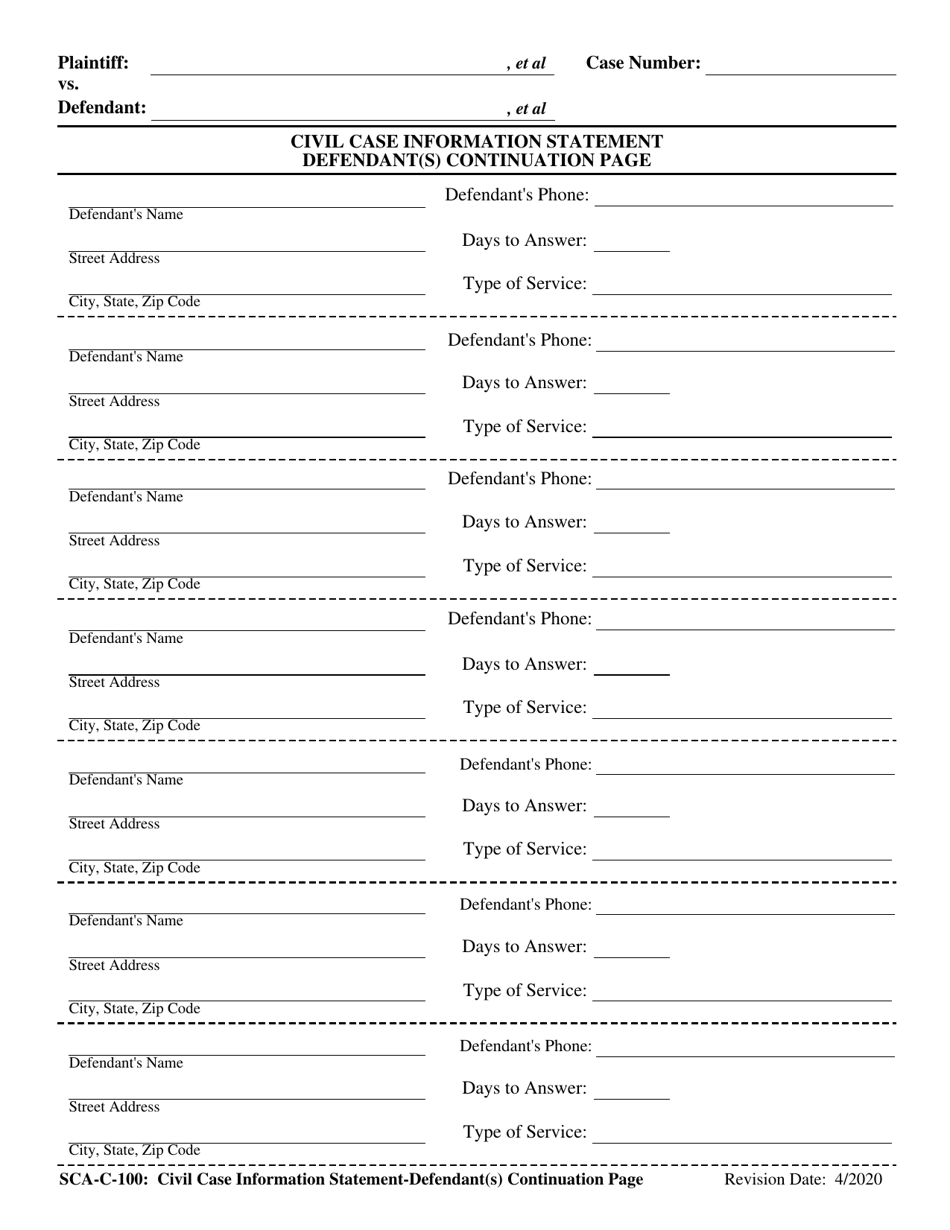 Form Sca C 100 Fill Out Sign Online And Download Fillable Pdf West Virginia Templateroller 7728