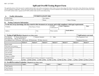 Document preview: Spill and Overfill Testing Report Form - West Virginia