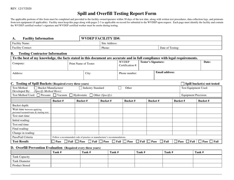 West Virginia Spill And Overfill Testing Report Form Fill Out Sign Online And Download Pdf 4187