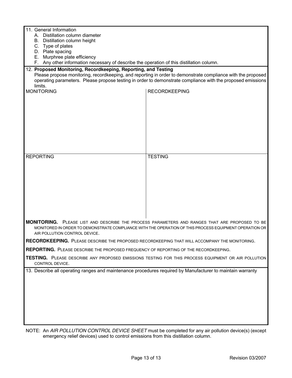 Attachment L Emissions Unit Data Sheet Chemical Process - West Virginia, Page 13