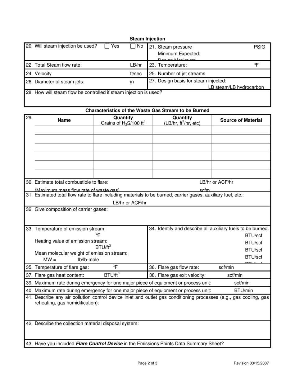 Attachment M Air Pollution Control Device Sheet (Flare System) - West Virginia, Page 2