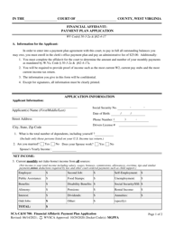 Form SCA-C&amp;M700 Financial Affidavit: Payment Plan Application - West Virginia