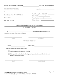 Form SCA-M901 Request for a Refusal Review Hearing - West Virginia