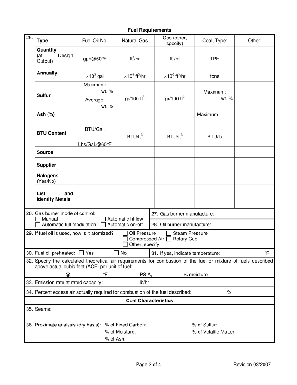 Attachment L Emission Unit Data Sheet (Indirect Heat Exchanger) - West Virginia, Page 2