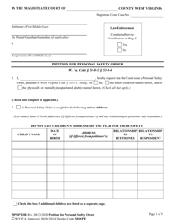 Form MPSPTOR Petition for Personal Safety Order - West Virginia