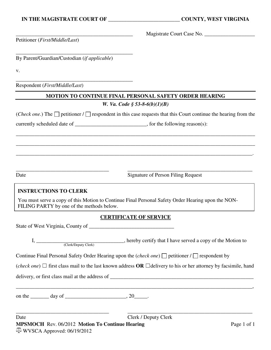 Form MPSMOCH - Fill Out, Sign Online and Download Printable PDF, West ...