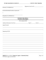 Document preview: Form MPSPTAL Petition for Appeal: Continuation Sheet - West Virginia
