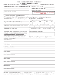 Form MDVPETN-INFO COMBO [MDVINFO] Civil Case Information Statement - Domestic Violence Cases - West Virginia, Page 2